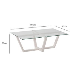 Hanah Home Amalfi Mesa de Centro Blanca con Cristal Templado